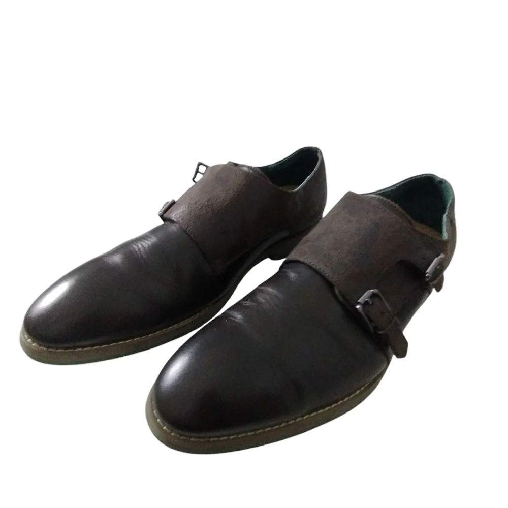 Robert Wayne Distressed Leather Monk Strap Men's size‎ 13D Loafers Casual Shoes